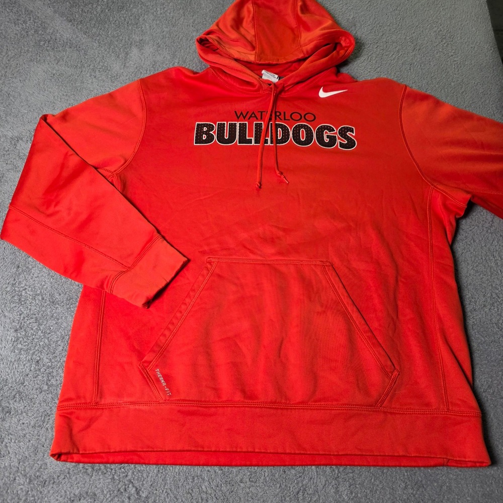 Nike Mens XXL Hoodie Red Waterloo Bulldogs Therma-FIT Fleece Pullover